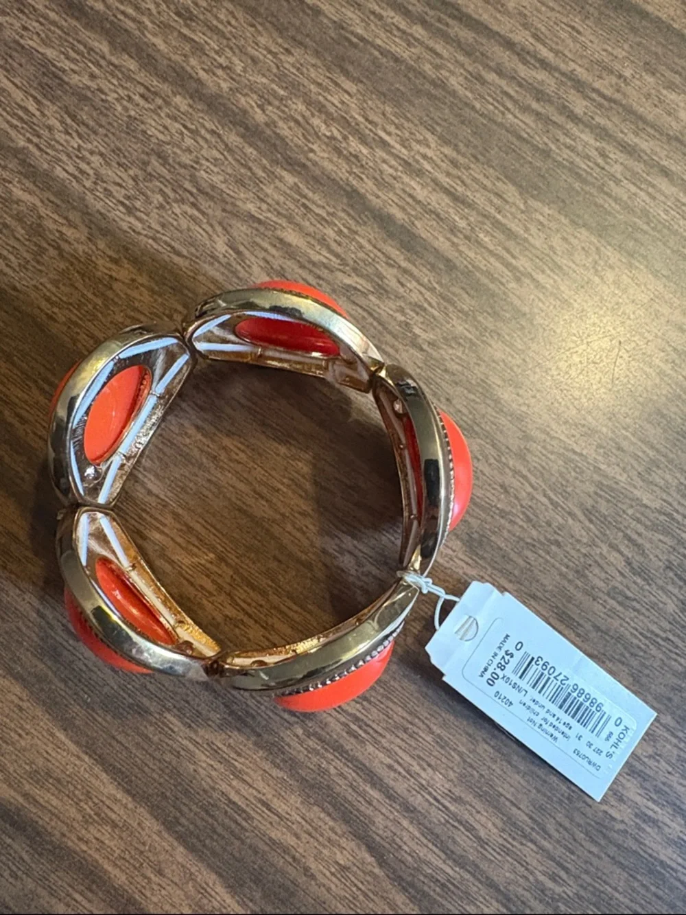 NEW Dana Buchman Gold Tone Bracelet with Bright Orange Cabochons NWT